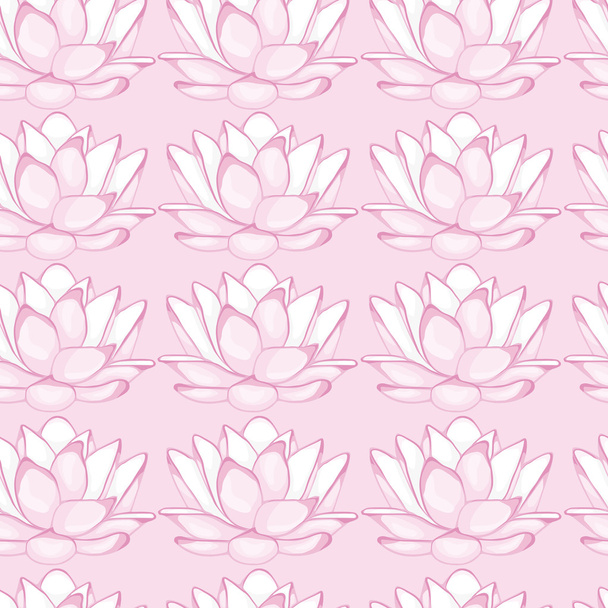 Seamless pink background with white lotus.  seamless pattern. - Vector, afbeelding