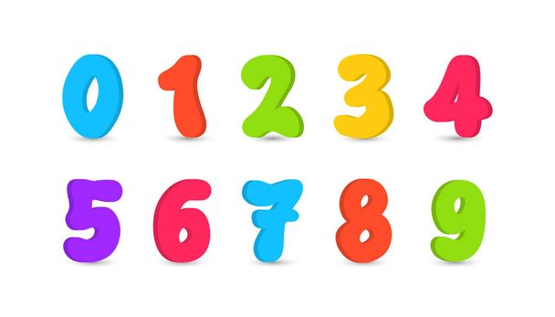 Number. 3d Numbers of one to zero. Font design for Number. Vector illustration - Vector, Image