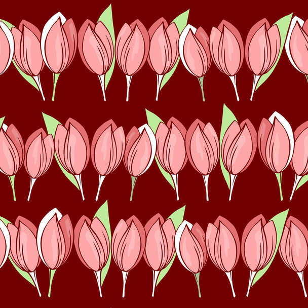bright pattern with painted tulips - Vetor, Imagem