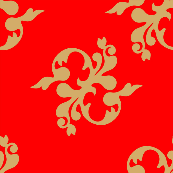 Red and gold seamless floral pattern - Vektori, kuva