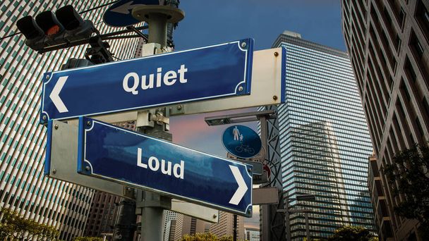 Street Sign the Direction Way to Quiet versus Loud - Photo, Image