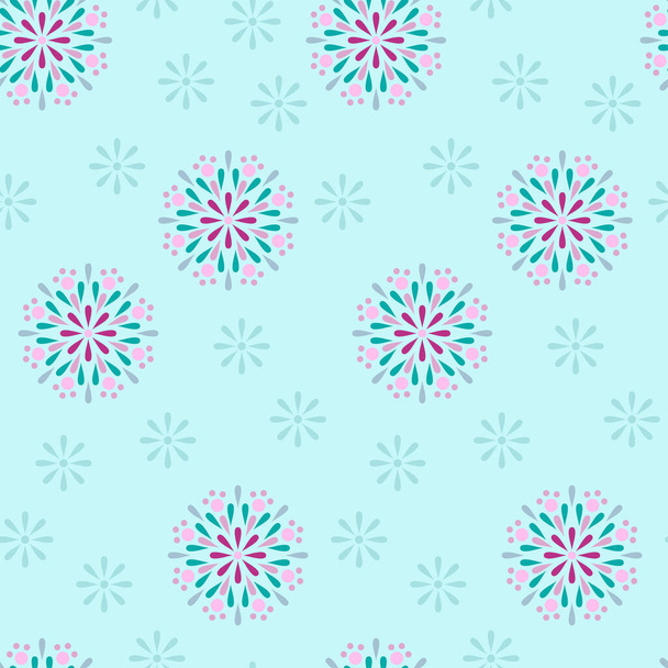 Abstract floral blue background. Vector illustration. Seamless pattern with decorative elements.  - Vektori, kuva