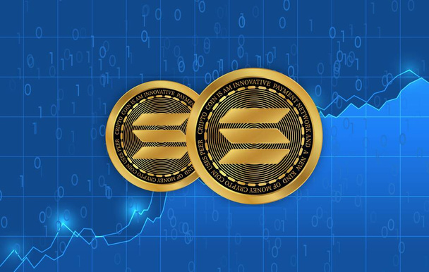 Image of solana-sol virtual currency on digital background. 3d illustration - Photo, Image