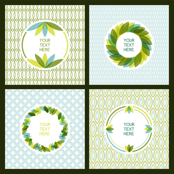 Vector set of fresh green leaves frame and seamless pattern. Nat - Vector, Image