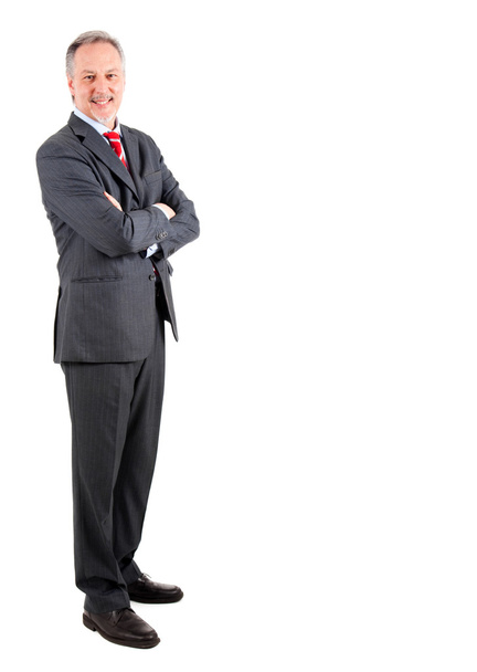 Elder businessman full length isolated on white - Foto, imagen