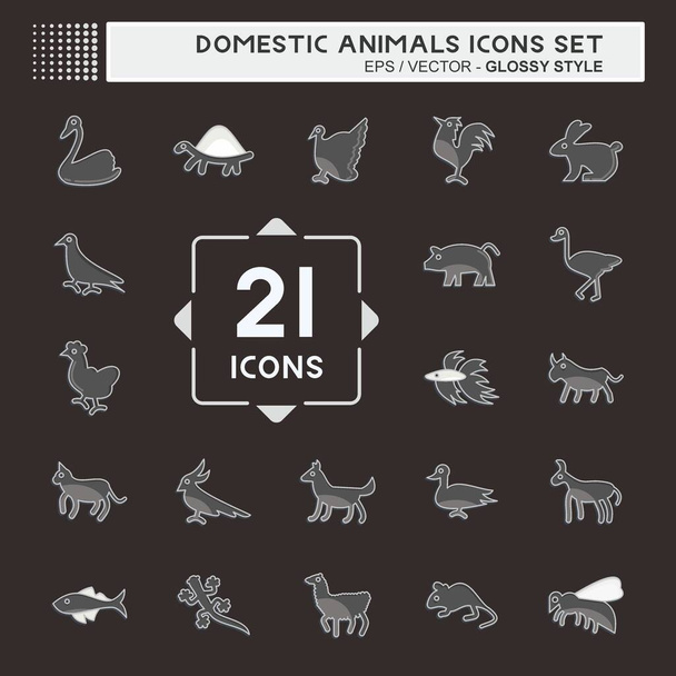 Icon Set Domestic Animals. related to Education symbol. simple design editable. simple illustration - Vektor, Bild