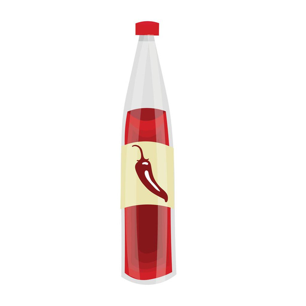 Bottle of tasty chili sauce on white background - Vector, Imagen