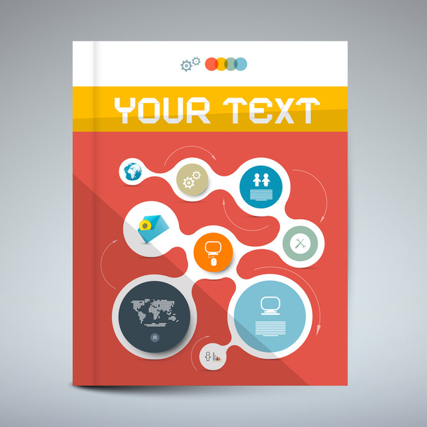 Vector Red Modern Book or Brochure Cover Design - Infographics Template, Layout - Vector, Image