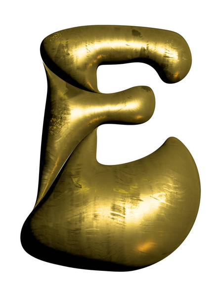 光沢のあるゴールドバルーン金属文字E資本金、 3Dクリップ - 写真・画像