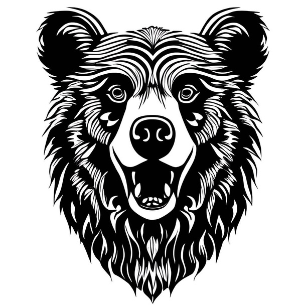 happy bear line art. Graphic design illustration artwork - Foto, afbeelding
