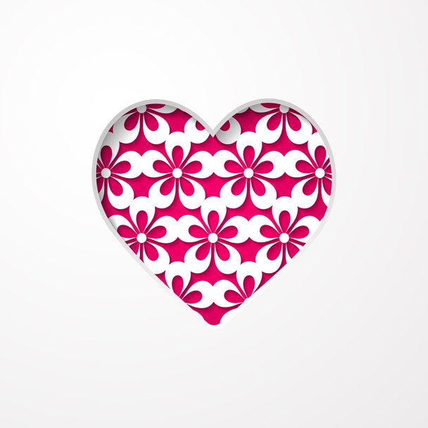 Greeting card with a floral pattern and a heart - Vektor, kép
