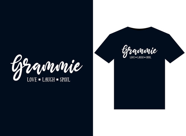 Grammie Love, Laugh, Spoil illustrations for print-ready T-Shirts design. - Vektor, obrázek