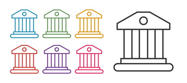 Imposta l'icona dell'edificio Bank line isolato su sfondo bianco. Set icone colorate. Vettore - Vettoriali, immagini