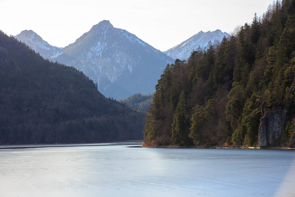 Lake Plansee v zimě, Tyrolsko, Rakousko  - Fotografie, Obrázek