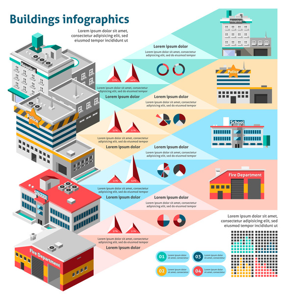 Binalar Infographics Set - Vektör, Görsel
