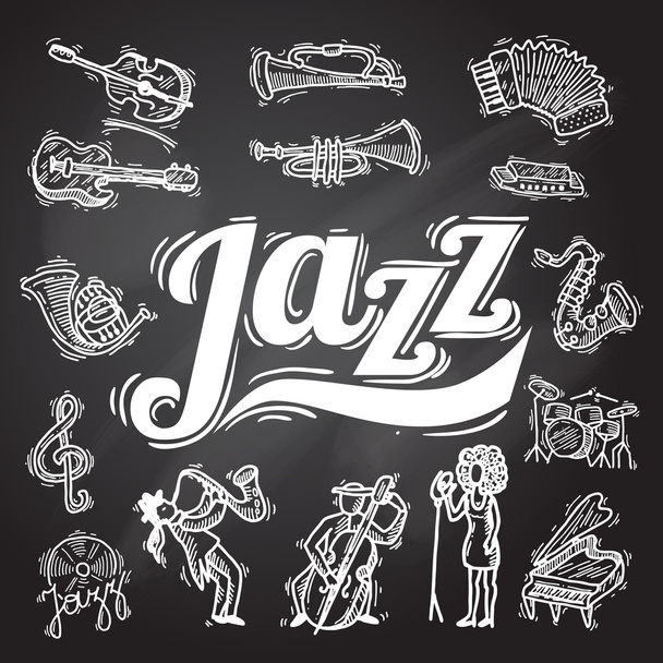 Jazz schoolbord Set - Vector, afbeelding