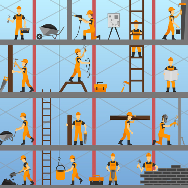 Construction Process Background - Vector, Image