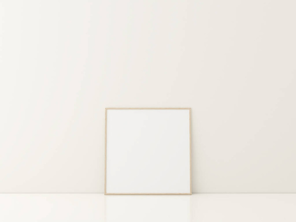 Рамка з плакатом, що стоїть на білій підлозі. мінімалістичний макет кадрів. 3D візуалізація
 - Фото, зображення