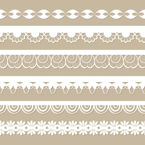 Set of paper laces on the beige background - Vector, Imagen