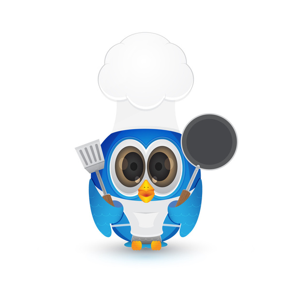 Modrý pták nosí oblek kuchař - Vektor, obrázek
