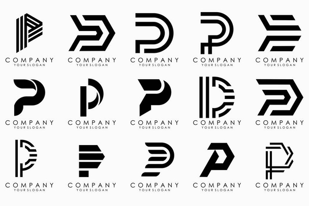 P harfi logo dizaynı. modern simge yaratıcı monogram ilham. - Vektör, Görsel