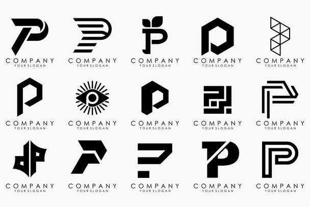 P harfi logo dizaynı. modern simge yaratıcı monogram ilham. - Vektör, Görsel