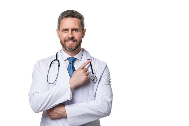 cheerful doctor with stethoscope. doctor isolated on white. medical doctor man. - Fotó, kép