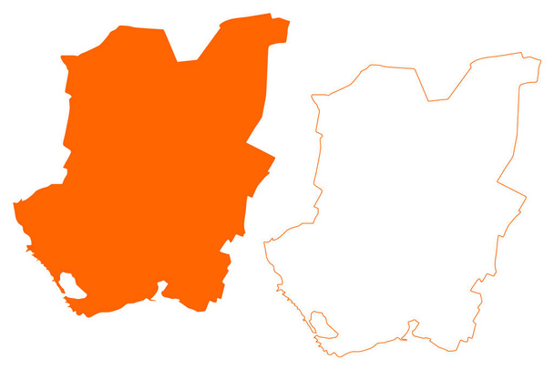 Duiven Gemeinde (Königreich der Niederlande, Holland, Gelderland oder Guelders Provinz) Kartenvektorillustration, Kritzelskizze Duiven Karte - Vektor, Bild