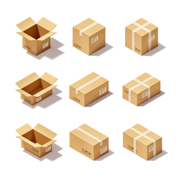 Cardboard Box Set - Vector, Image