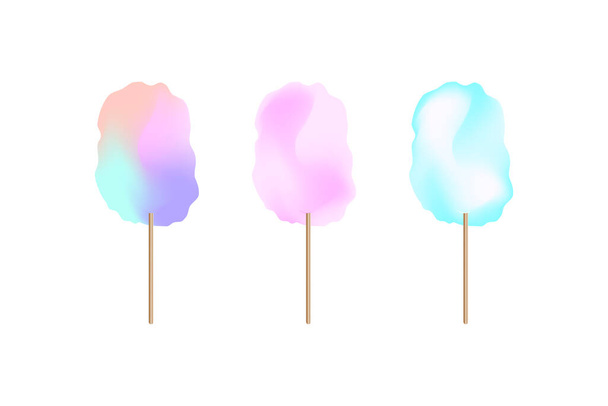 pink blue cotton candy. Sweet food. Vector illustration. EPS 10. - Vector, Imagen
