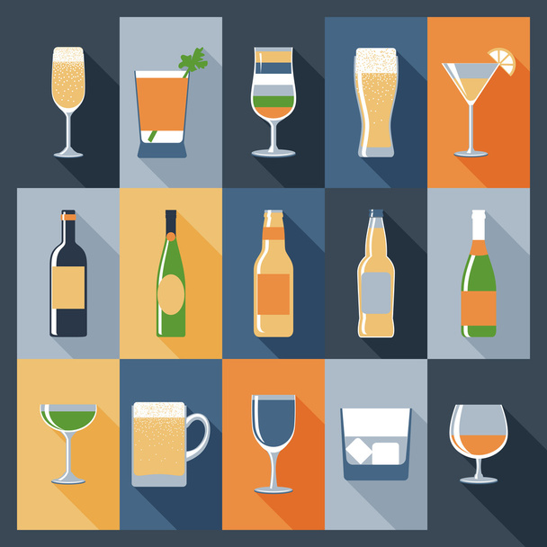 Drink Icons Flat - Вектор,изображение