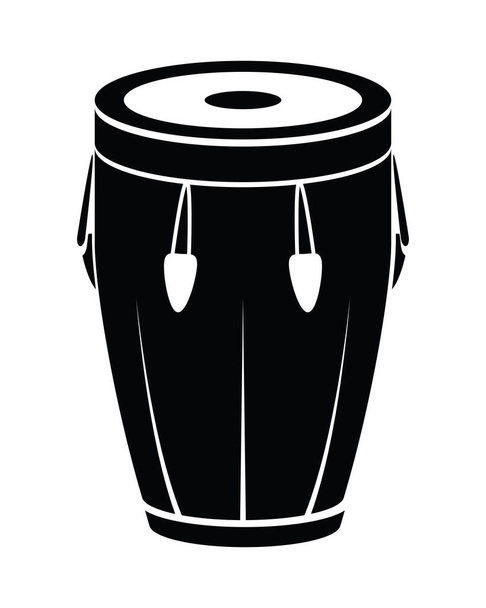Lecteur Djembe crée un rythme sur tambour en bois isolé - Vecteur, image
