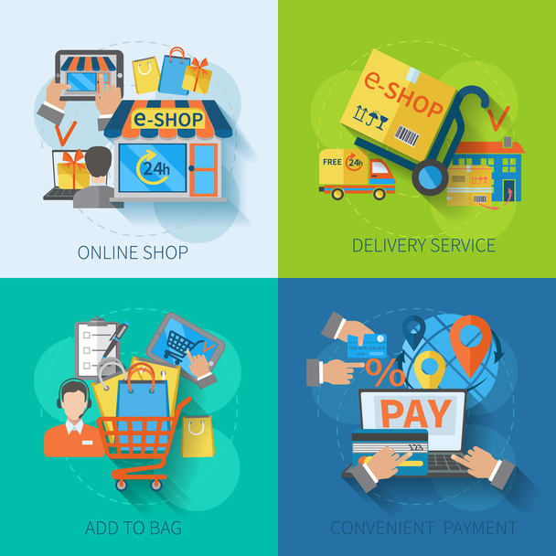 Plano de E-commerce de compras - Vetor, Imagem