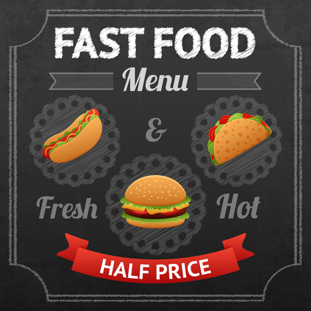 fastfood schoolbord - Vector, afbeelding