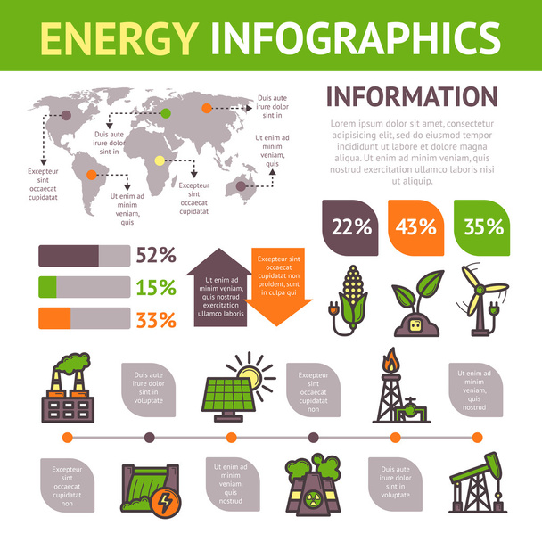 enerji infographics seti - Vektör, Görsel