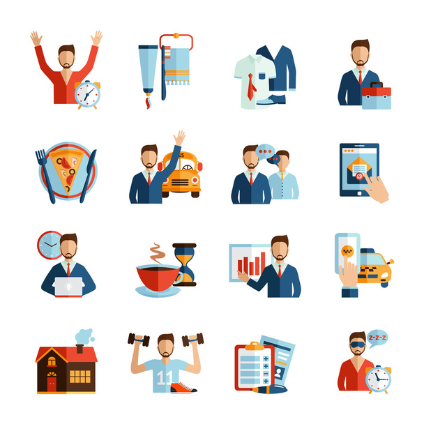 Man Daily Routine Icons - Vector, Image