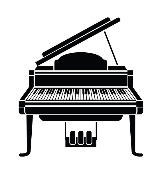 антикварне піаніно в монохромному силуеті ізольовано
 - Вектор, зображення