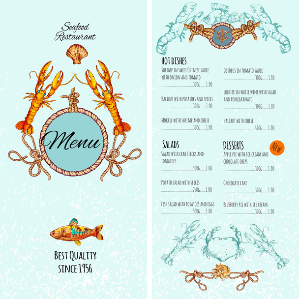 Шаблон меню морепродуктов
 - Вектор,изображение