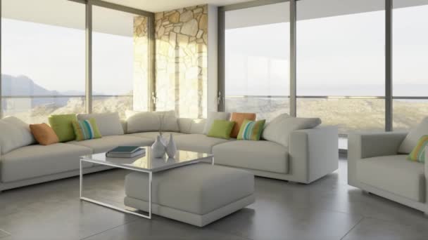 3d video rendering footage contemporary interior design of the living room. Stylish interior of the living room - Imágenes, Vídeo