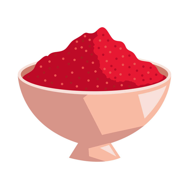 Fresh organic bowl chili powder icon isolated - Vector, Image