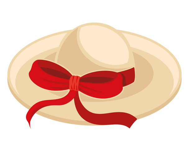 Beach hat with tied knot over white - Vector, imagen