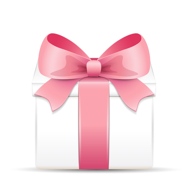 Caja de regalo con lazo rosa
 - Vector, imagen
