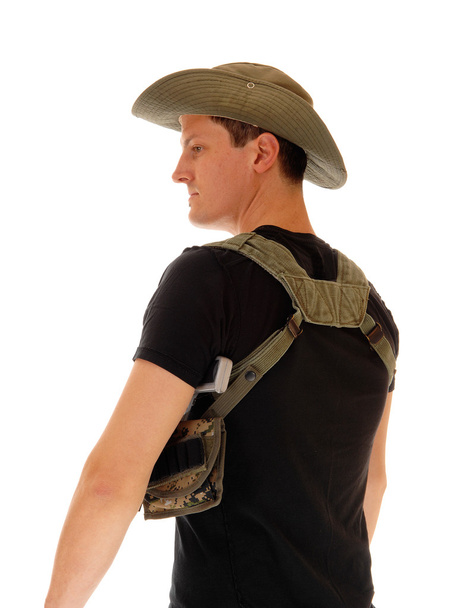 Soldier with gun holster. - Photo, Image