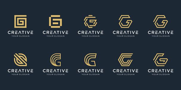 Conjunto de carta inicial abstracta G logo plantilla. iconos para negocios de moda, digital, tecnología - Vector, Imagen