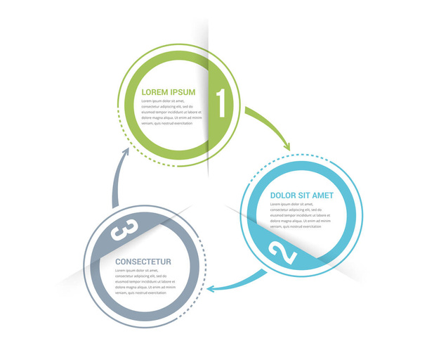 Circle diagram template with three steps or options, infographic template for web, business, presentations, vector eps10 illustration - Διάνυσμα, εικόνα