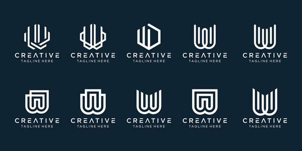 Collection initials W logo design template. icons for business of fashion, digital, technology, simple. - Vector, Image