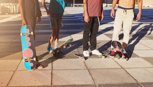 Skateboarding did it. a group of skaters standing together - Фото, зображення
