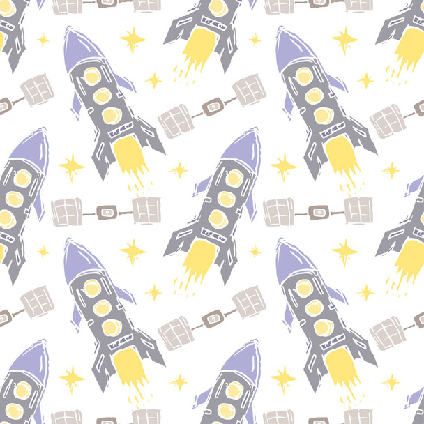 Seamless space pattern. Cosmos background. Doodle space illustration - Фото, изображение