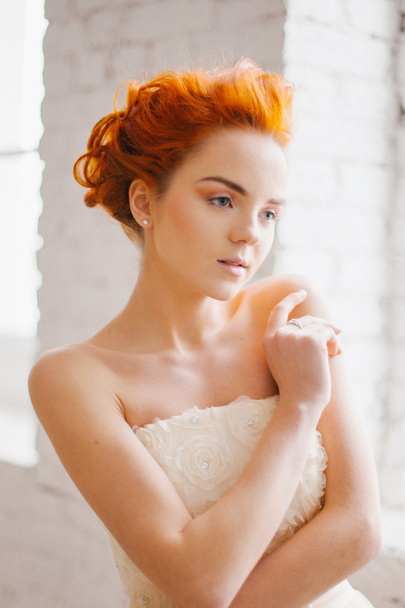 Beautiful girl with red hair - Фото, изображение