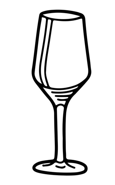 Hand drawn wine glass in line art design, simple outlined vector illustration - Vektori, kuva